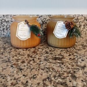 Set Of 4, Mainstays Ribbed Glass Jar Candle, Hazelnut Cream & Cranberry Mandarin
